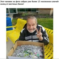 3,14-здежь! Средний вес "ключа-кольца" - 0,25 гр.     
13 мультов этих язычков от банок будут весить 3250 кг! И таких коробок наполнить нужно более сотни ...