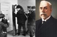 На фотографии - Аркадий Францевич Кошко, создатель российской криминалистики вообще и МУРа в частности.
А слева эпизод его биографии. Ещё до того, как его перевели в Питер, а потом в Москву, где он и начал создавать свою систему уголовного розыска, он довольно долго командовал полицией Риги. Единой системы полиции в Империи тогда ещё не было, в тех городах, где полиция создавалась по инициативе снизу, она и подчинялась земству. В Риге Кошко сумел убедить магистрат закупить для полиции Маузеры и бронещиты.
На фотографии реконструкция для журналистов одного из первых случаев применения этого снаряжения: полиция взяла штурмом конспиративную квартиру эсеровских боевиков.