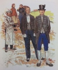Как ни странно это слышать русскому лапотнику, но это действительно так и было. Ниже на картинках костюмы представителей английских рабочих профессий 18-19 века: пастухи, доярки, сельскохозяйственные и промышленные рабочие, шахтеры и т.д. Как видим, никаких лаптей ни кого нет, все обуты в модные туфли, какие на Руси в то время были доступны только аристократам.