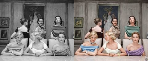 Группа моделей в блузах из новой коллекции Б. Альтмана (B. Altman), 1950 год. (Photo by Nina Leen/The LIFE Picture Collection)