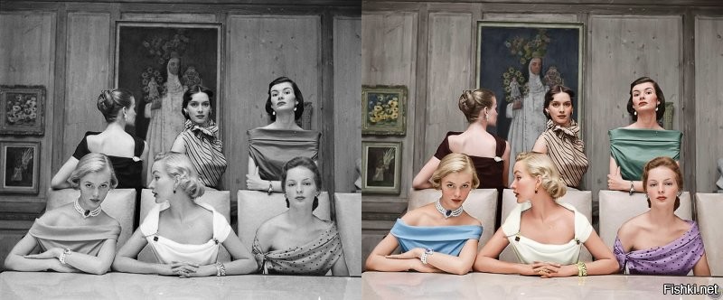 Группа моделей в блузах из новой коллекции Б. Альтмана (B. Altman), 1950 год. (Photo by Nina Leen/The LIFE Picture Collection)