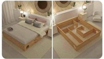 А потом по среди ночи кошак начинает от туда орать, потому что не знает как выбраться. И приходится снимать матрас и доставать его, а потом всё по новой.