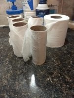 Либо отпуск огромный, либо муж засранец... 
________________ 

Я приехала с отдыха, и увидела целый склад пустых рулонов