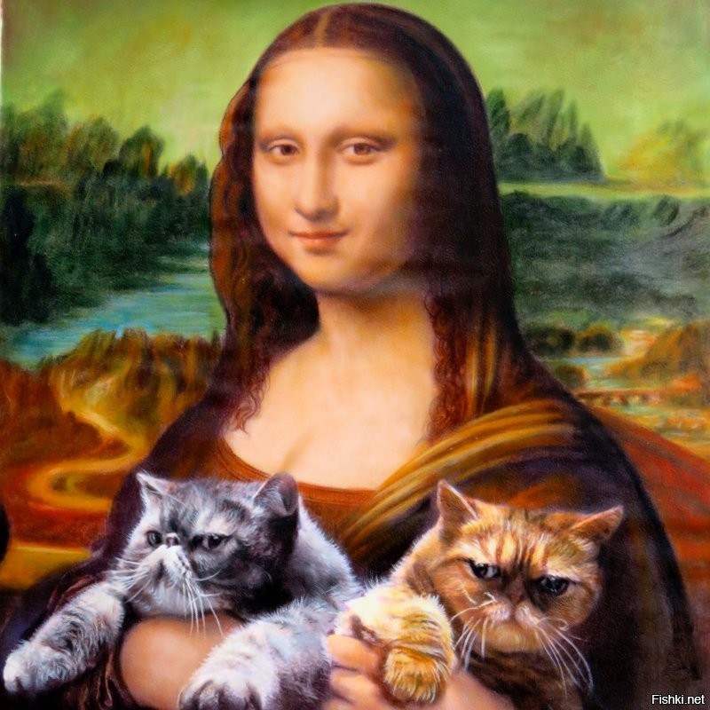Наверное Мона Лиза очень любила котов...