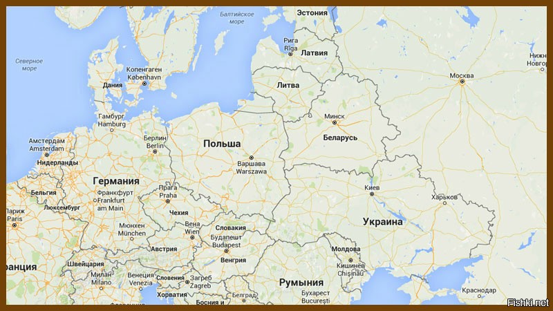 Карта польши и украины вместе