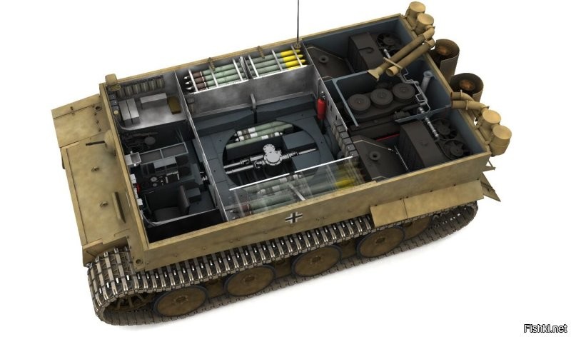 "Внутри немецкого танка Maus". На самом деле на картинке разрез немецкого танка Тигр.