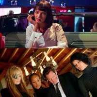 Самый известный факт.
Между фильмами "Криминальное чтиво" и "Убить Билла" есть отсылка. В фильме: "Криминальное чтиво" Мия объясняет, что она была в пилотном сериале «Fox Force Five», это отсылка к «Отряду убийц смертоносных гадюк» из картины: "Убить Билла".