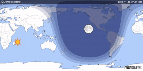 Лунное затмение и извергающийся стратовулкан Фуэго