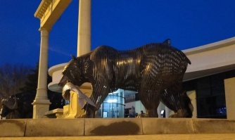 Оригинально, интересно.   Не чета нынешним идиотским перфоменсам из г-на и палок.
Похоже, он и к нам в Кабардинку забредал