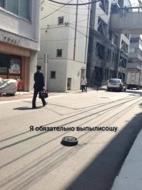 А потом эти роботы сбиваются в стаи и нападают на людей

""Из своего укрытия Коля увидел, как по лестнице поднимается странное существо, то ли рыцарь-лилипут, то ли пылесос на ножках. Головы у уродца не было, зато многочисленные ручки прижимали к бокам и спине листочки, сор, а круглые щётки выскакивали из-под карлика и, вертясь, обмахивали перила и ступеньки, а мусор загоняли в блестящий мешок, прикреплённый сзади. Карлик-уборщик пробежал в метре от Коли и успел обмахнуть щёткой Колины штаны, а другой   почистить ботинки. И, не останавливаясь, поспешил дальше.""