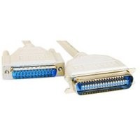 Я не знаю что там пытаются Вам впарить, под именем lpt port cabel, но LPT1/2 был именно Centronics, который выглядел так, как на первой картинке в конце моего поста. Тот конец, что с пинами - к компютеру. Другой - к принтеру и защелкивался проволочными зажимами.
В отличии от него, 25 пиновый RS232 (которым иногда, но очень редко подключали принтеры) выглядел как на второй картинке, внизу. Только в ОС этот порт был COM1-4.