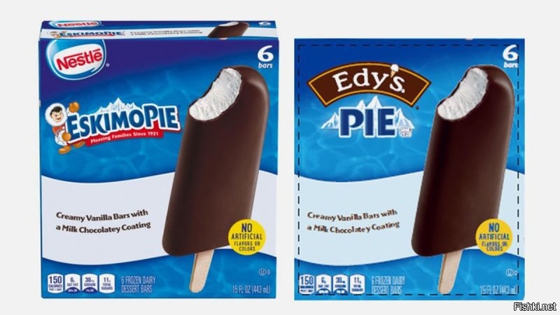21 марта 1928 года суд Бруклина признал патент на эскимо недействительным, отметив, что в кулинарной книге 1907 года издания содержится рецепт мороженого в шоколадной глазури, имеющего сферическую форму. Право на производство «эскимосских пирожков» получили все желающие (В СССР слово «эскимо» используется как общее название, а не товарный знак, для мороженого в шоколаде с деревянной палочкой для ручки)
В США и Канаде многие представители народа инуитов считают слово «eskimo» («эскимос») неприемлемым и даже оскорбительным. Претензии вызывал и бренд Eskimo Pie. В июле 2020 года компания Dreyer`s Grand Ice Cream, владеющая брендом Eskimo Pie, заявила, что изменит его на Edy`s Pie и уберет с упаковок мороженого изображение мальчика-эскимоса. В начале 2021-го решение было воплощено в жизнь.
