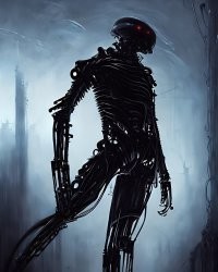 вот параметры для ИИ - "Horrifying tsutomu nihei blame biomechanoid, unreal engine, 8 k, ultra realistic, ultra detail, giger, Hyper realistic oil painting of a cybernetic assassin, futuristic, fog, volumetric lighting, nighttime, moonlight, creepy, by greg rutkowski" .... не очень много ... а вот результат ... картинки .... малая часть из трехсот вариантов