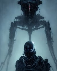вот параметры для ИИ - "Horrifying tsutomu nihei blame biomechanoid, unreal engine, 8 k, ultra realistic, ultra detail, giger, Hyper realistic oil painting of a cybernetic assassin, futuristic, fog, volumetric lighting, nighttime, moonlight, creepy, by greg rutkowski" .... не очень много ... а вот результат ... картинки .... малая часть из трехсот вариантов