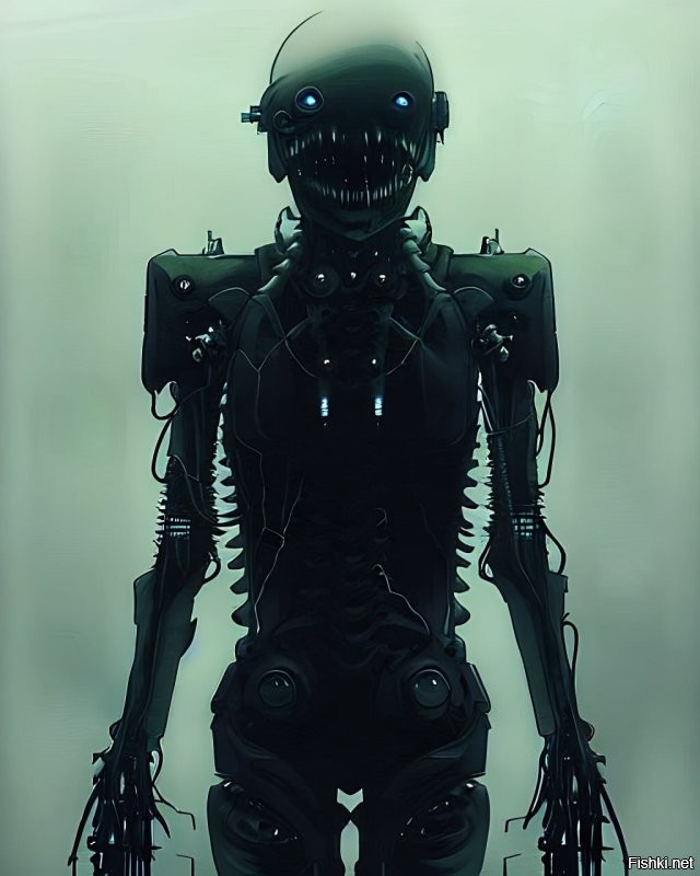 вот параметры для ИИ - "Horrifying tsutomu nihei blame biomechanoid, unreal engine, 8 k, ultra realistic, ultra detail, giger, Hyper realistic oil painting of a cybernetic assassin, futuristic, fog, volumetric lighting, nighttime, moonlight, creepy, by greg rutkowski" .... не очень много ... а вот результат ... картинки .... малая часть из трехсот вариантов