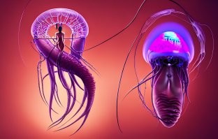 вот такой запрос ИИ и вот результат - картинки ... а вот запрос Goddess portrait skull, octopus, jellyfish butterfly phoenix head. bio-mechanical bio-luminescence, intricate artwork by tooth wu and wlop and beetle, a highly detailed epic cinematic concept art cg render digital painting artwork scene. by greg rutkowski, ilya kuvshinov, wlop, stanley artgerm lau, ruan jia and fenghua zhong, trending on artstation, made in maya, blender and photoshop, octane render, excellent composition, cinematic dystopian brutalist atmosphere, dynamic dramatic cinematic lighting, aesthetic, very inspirational, arthousebio-mechanical bio-luminescence, intricate artwork by tooth wu and wlop and beeple. a highly detailed epic cinematic concept art cg render digital painting artwork scene. by greg rutkowski, ilya kuvshinov, wlop, stanley artgerm lau, ruan jia and fenghua zhong, trending on artstation, made in maya, blender and photoshop, octane render, excellent composition, cinematic dystopian brutalist atmosphere, dynamic dramatic cinematic lighting, aesthetic, very inspirational, arthouseб goddess unearth creature masked portrait. jellyfish phoenix head, nautilus, butterfly, skull, ice and fire, bioluminiscent creatures, intricate artwork by tooth wu and wlop and beeple. octane render, trending on artstation, greg rutkowski very coherent symmetrical artwor, . cinematic, hyper realism, high detail, octane render, 8k"