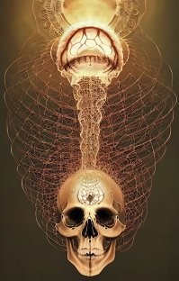 вот такой запрос ИИ и вот результат - картинки ... а вот запрос Goddess portrait skull, octopus, jellyfish butterfly phoenix head. bio-mechanical bio-luminescence, intricate artwork by tooth wu and wlop and beetle, a highly detailed epic cinematic concept art cg render digital painting artwork scene. by greg rutkowski, ilya kuvshinov, wlop, stanley artgerm lau, ruan jia and fenghua zhong, trending on artstation, made in maya, blender and photoshop, octane render, excellent composition, cinematic dystopian brutalist atmosphere, dynamic dramatic cinematic lighting, aesthetic, very inspirational, arthousebio-mechanical bio-luminescence, intricate artwork by tooth wu and wlop and beeple. a highly detailed epic cinematic concept art cg render digital painting artwork scene. by greg rutkowski, ilya kuvshinov, wlop, stanley artgerm lau, ruan jia and fenghua zhong, trending on artstation, made in maya, blender and photoshop, octane render, excellent composition, cinematic dystopian brutalist atmosphere, dynamic dramatic cinematic lighting, aesthetic, very inspirational, arthouseб goddess unearth creature masked portrait. jellyfish phoenix head, nautilus, butterfly, skull, ice and fire, bioluminiscent creatures, intricate artwork by tooth wu and wlop and beeple. octane render, trending on artstation, greg rutkowski very coherent symmetrical artwor, . cinematic, hyper realism, high detail, octane render, 8k"