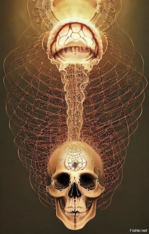 вот такой запрос ИИ и вот результат - картинки ... а вот запрос Goddess portrait skull, octopus, jellyfish butterfly phoenix head. bio-mechanical bio-luminescence, intricate artwork by tooth wu and wlop and beetle, a highly detailed epic cinematic concept art cg render digital painting artwork scene. by greg rutkowski, ilya kuvshinov, wlop, stanley artgerm lau, ruan jia and fenghua zhong, trending on artstation, made in maya, blender and photoshop, octane render, excellent composition, cinematic dystopian brutalist atmosphere, dynamic dramatic cinematic lighting, aesthetic, very inspirational, arthousebio-mechanical bio-luminescence, intricate artwork by tooth wu and wlop and beeple. a highly detailed epic cinematic concept art cg render digital painting artwork scene. by greg rutkowski, ilya kuvshinov, wlop, stanley artgerm lau, ruan jia and fenghua zhong, trending on artstation, made in maya, blender and photoshop, octane render, excellent composition, cinematic dystopian brutalist atmosphere, dynamic dramatic cinematic lighting, aesthetic, very inspirational, arthouseб goddess unearth creature masked portrait. jellyfish phoenix head, nautilus, butterfly, skull, ice and fire, bioluminiscent creatures, intricate artwork by tooth wu and wlop and beeple. octane render, trending on artstation, greg rutkowski very coherent symmetrical artwor, . cinematic, hyper realism, high detail, octane render, 8k"