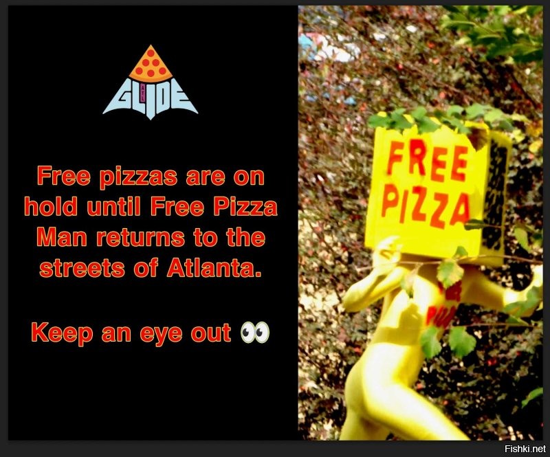 На куаркоде ссылка на их сайт https:// www glidepizza .com/freepizza. В общем нет бесплатной пиццы. Однако они предлагают пиццу бесплатно своим работникам во время работы.