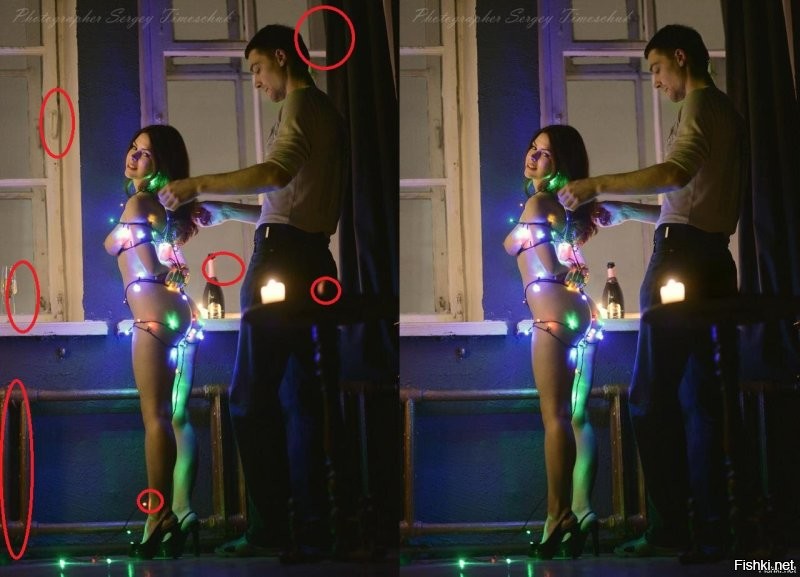 На этой картинке нужно найти пять пустых бутылок