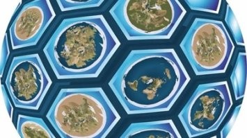 она и круглая и плоская одновременно. как? как футбольный мяч, где каждый шестигранник это отдельная плоская земля разделеные ледяной стеной, у каждой свой купол, там два три семь солнц, лун, и везде живут разные виды: карлики гиганты темнокожие желтокожие ящерообразные и т.п.

к нам, белокожим, сохранившим свою соту(плоскую землю) позакидывали неудачников которые свою сохранить не смогли

красивая теория!