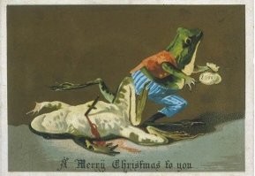 Кстати, в  конце XIX века в Европе, вполне, можно было получить и такие рождественские открытки. Понимаю, что это иное, но, тем не менее, … Источник: