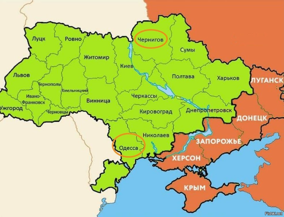 Карта с новыми границами россии и украины с городами и областями