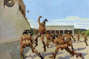 Ну еще волейбольную площадку осталось ... 
Древние ацтеки любили погонять мяч по каменной площадке с двумя кольцами по краям. В награду победитель получал не только призы, но и право принести противника в жертву.