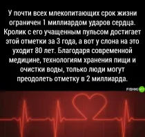 2 миллиарда ударов это около 54 лет. Так что в среднем человечество доживает до 3 млрд ударов.