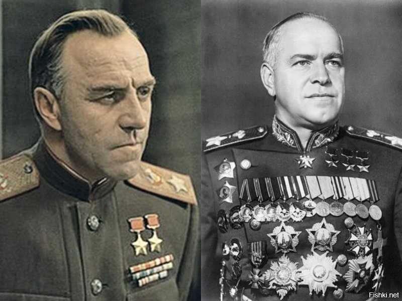 Ульянов играл Жукова в 17 фильмах. А вообще играл 22 раза в разных постановках. И семь раз играл Ленина.  
 Черкасов Николай Петрович великолепно воплотился в Суворова.
 Иван Переверзев воплотил на экране Ушакова. Когда эксгумировали тело адмирала и сделали реконструкцию по черепу, были поражены сходством актёра.
 И конечно великий Пётр и его экранное не менее великое воплощение от Дмитрия Золотухина. 
 Список можно продолжать, но по моему это более интересные воплощения нежели чем маньяки и певуны.