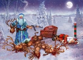Танцую рядом с ёлкой, 
А, может быть, с сосной, 
Простите, только нет сейчас 
Снегурочки со мной. 
Мы вместе шли с Камчатки, 
Но она ушла на б… 
Значит, будем без неё, 
Что же делать, ё-моё?

А с уважаемыми партнерами вот так...