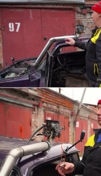 Ну... Вполне возможно, карбюратор спокойной себе лежит в багажнике. 

Ну или его просто не видно на фотографии, потому, что он на крыше.