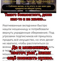 Да... Неплохо кто-то нажился на этих жадных, но глупых людях. 
Ещё и эту идиотку подставил.