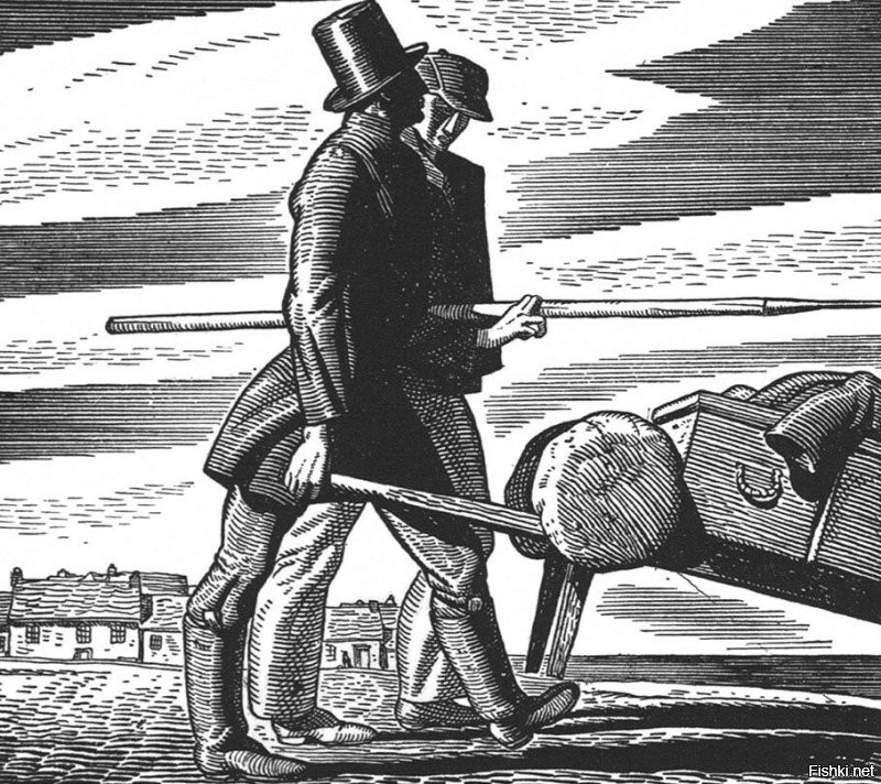 Мелвилл, "Моби Дик", иллюстрация Рокуэлла Кента. Похоже на тачку, но по тексту, помнится, был сундук на колёсах.