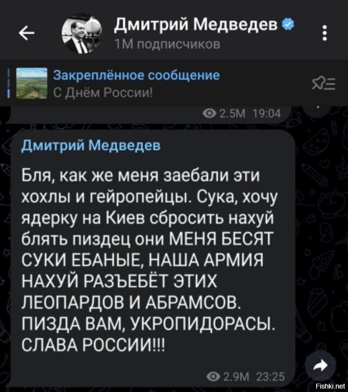 «Постоянно хочется жрать!»: Дмитрий Медведев прокомментировал требование украинских властей поставить им ещё больше оружия