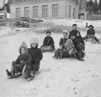 были у меня такие санки, да и сейчас стоят в сарае. именно те или нет, могу точно сказать. мои скорее всего развалились и отец другие купил для хозяйства. полозья были из дуба, крепкие.