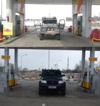 С чего это? 
Была очередь. Освободилось место, подъехал. 
Шланги, в общем-то, специально делают такими длинными. 
Понятно дело, удобнее "со своей стороны", но кто запрещает так заправлять? 

Но удобнее всего, когда так: