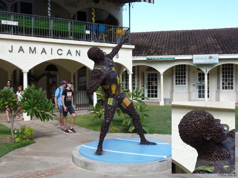 Усейн Болт. Памятник ему на его родине. (Из болтов и гаек) Монтего-Бэй, Ямайка.