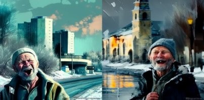 Если добавлять героя на фон Челябинска - примерно так и остаётся. А если просто фото оставить, то сразу одежда улучшается
