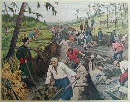Вот тут ручками поработали на славу.
Ладожский канал   старинный водный транспортный путь, задумка и творение самого Петра I, отсюда и второе название канала   Петровский. В начале XVIII века являлся крупнейшим гидротехническим сооружением Европы.
117-километровую водную магистраль проложили вдоль берега Ладожского озера. Канал соединял реки Волхов и Неву. В Шлиссельбурге и Новой Ладоге находятся конечные шлюзы.