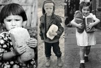 Погоди-ка! Я понял! Ты из 90-х? Сметана в пакетиках, сумка вместо авоськи, которую можно в карман засунуть и по дороге в магазин с пацанами ещё чего-нибудь "замутить" со свободными руками...

Нет. В моём детстве хлебные выглядели как-то так:



а дети, идущие с хлебом, как-то так: