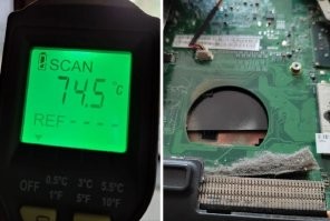 В общем-то для игровых компов типично работать на 80-90 градусов, в данном же случае скорее всего уборки одного ковра мало, думаю там проблема с термоинтерфейсом и вентилятором.