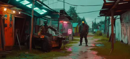 Это Гришкин механизатор. Гришка за ним не смотрит, не заряжает вовремя, вот он и приходит по вечерам к местному шинку. Ликтричество клянчит.