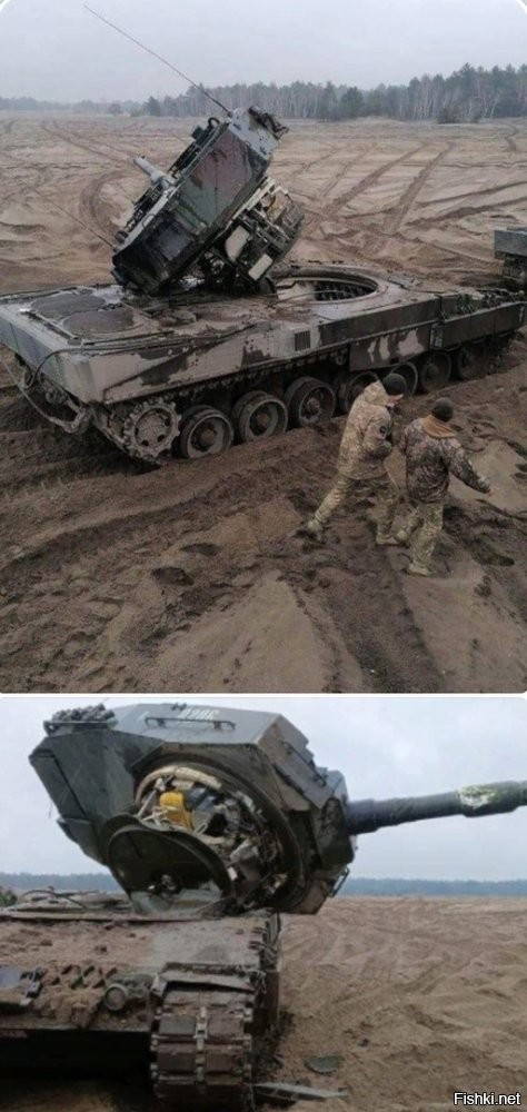 Танку Leopard 2 сорвало башню на учениях еще до прибытия на фронт
В Сети появились фото первого якобы «уничтоженного» Leopard