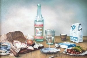 пфф.. заморачиваться с пластмассой.. у нас проще, повесь такой натюрморт и аппетит как будто бы быка съесть хочется