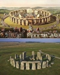 "Фестиваль друидов" прикольно само по себе, почему то на картине Стоунхедж в двое больше чем реальный. Просто сосчитайте колонны.