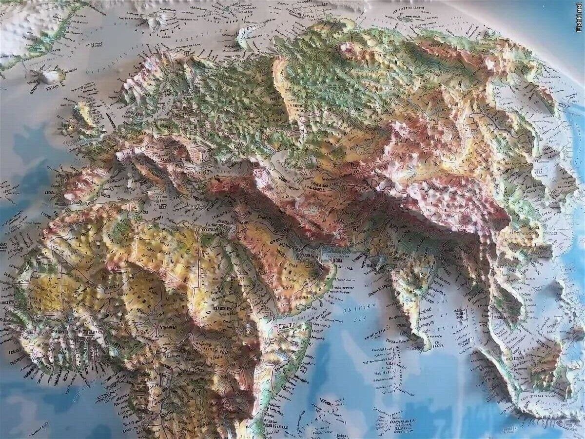 Рельеф евразии рисунок. Рельефная карта Евразии.