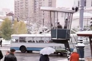 Круглых не помню, а вот гранёные, по крайней мере в Москве, стояли