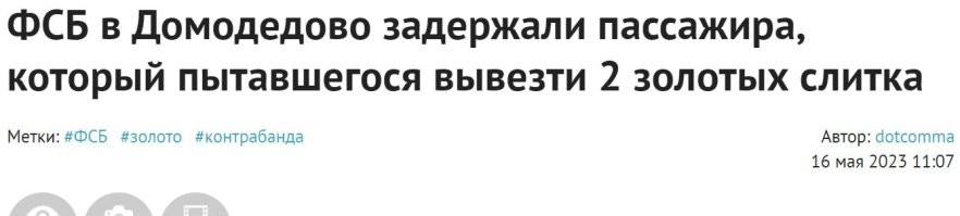 ФСБ в Домодедово задержали пассажира, который пытавшегося вывезти 2 золотых слитка