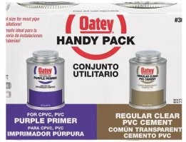 Стандартный метод склеивания виниловых (PVC) трубок в США: сначала фиолетовый праймер, а потом прозрачный клей на праймер. Они в паре обычно продаются. Я только так и клеил их всегда.